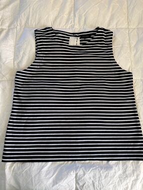 Banana Republic Navy and White Striped Sleeveless Tank
